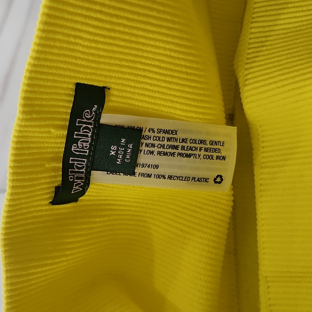 Yellow Ribbed Bike Shorts - Picture 2 of 2